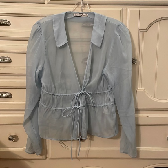 Abercrombie & Fitch Tops - A&F see through light blue tie top size M